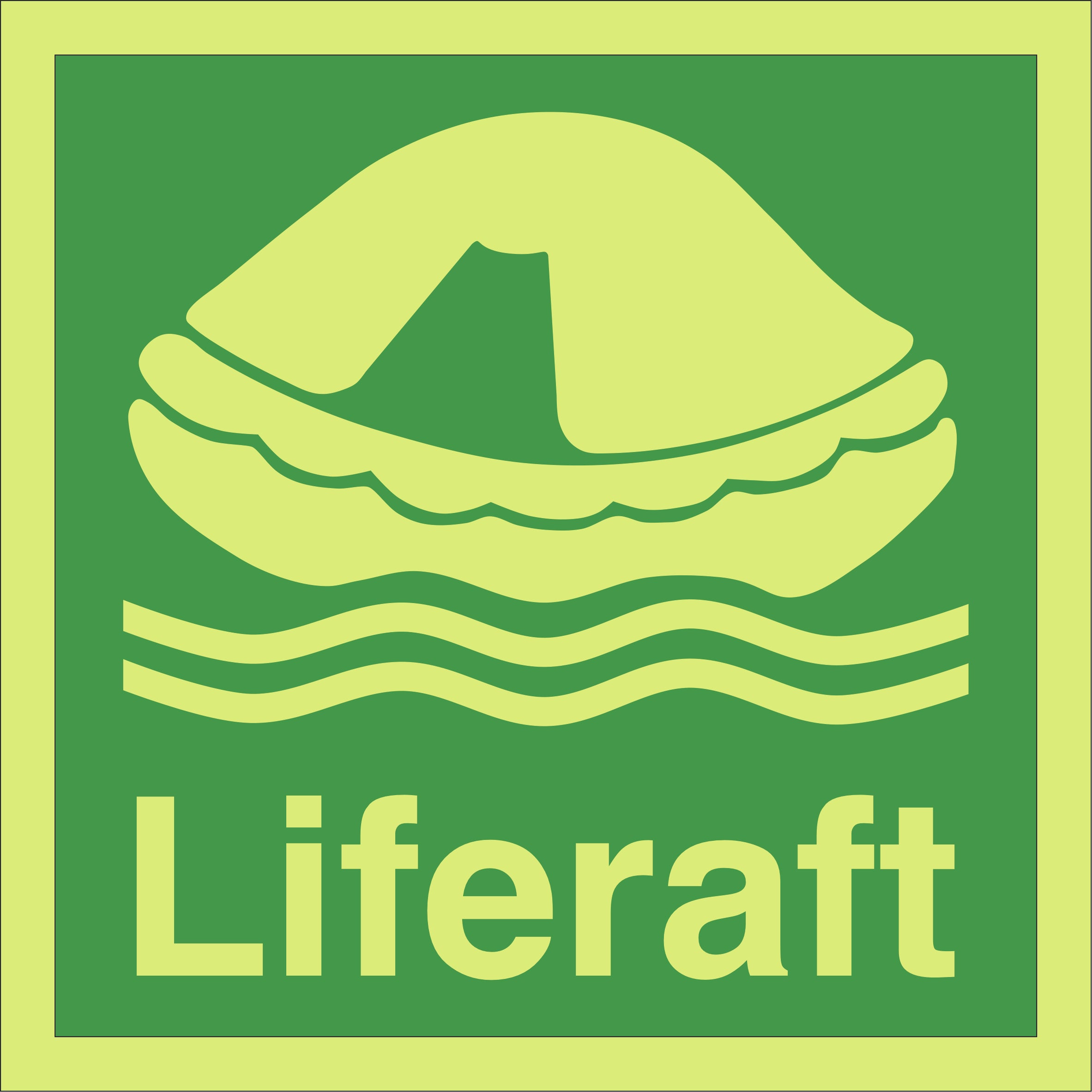 Photoluminescent Life Raft Sign