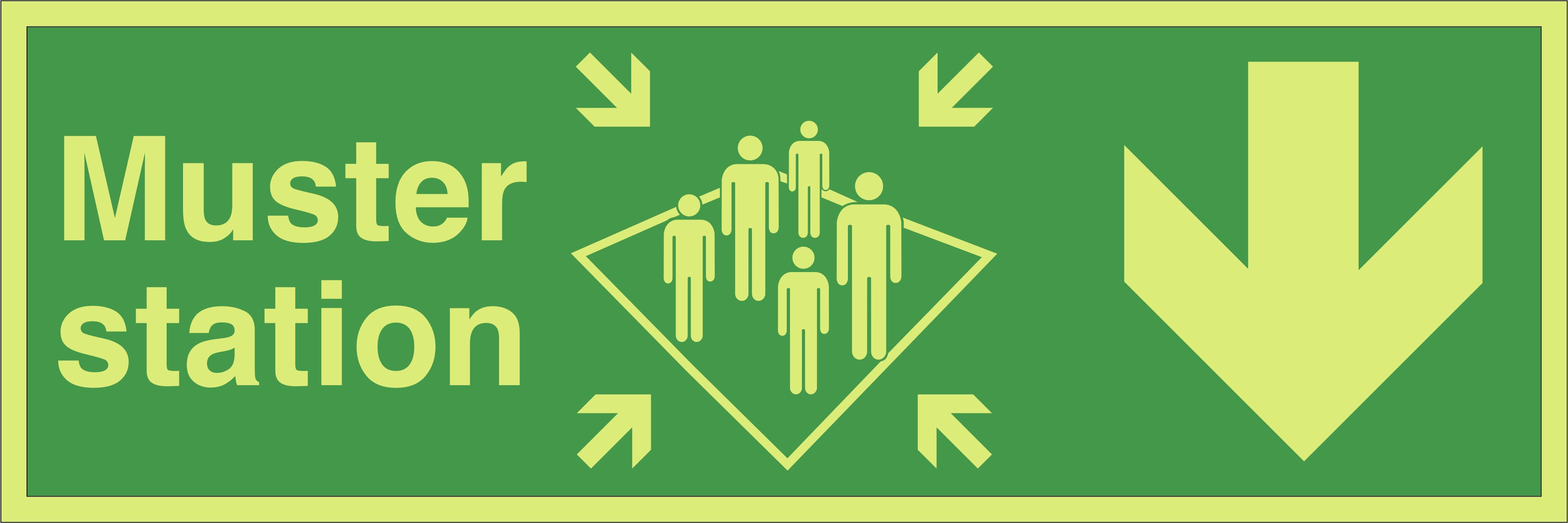 Photoluminescent Muster Station Directional Sign