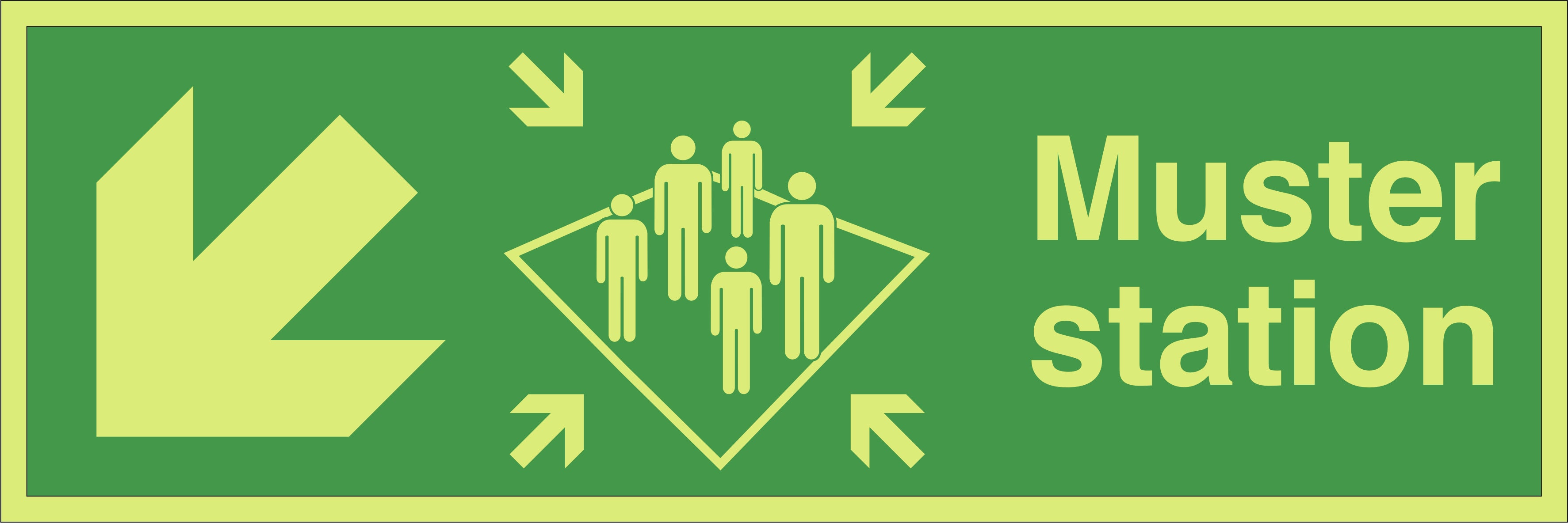 Photoluminescent Muster Station Directional Sign