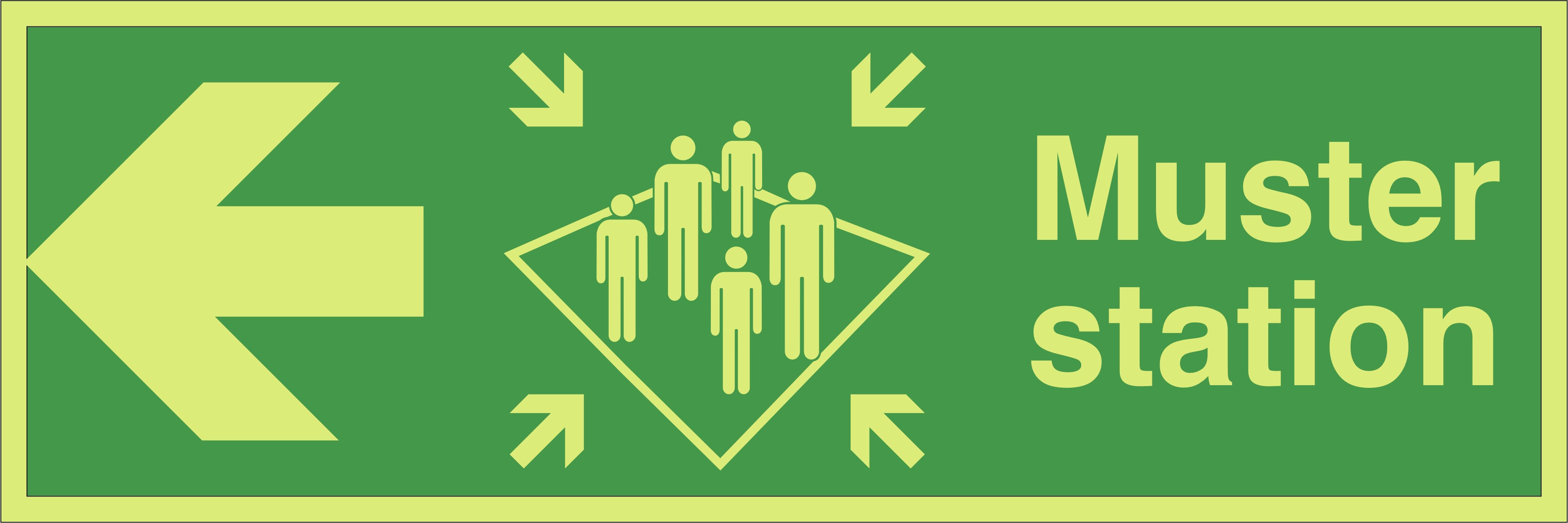 Photoluminescent Muster Station Directional Sign