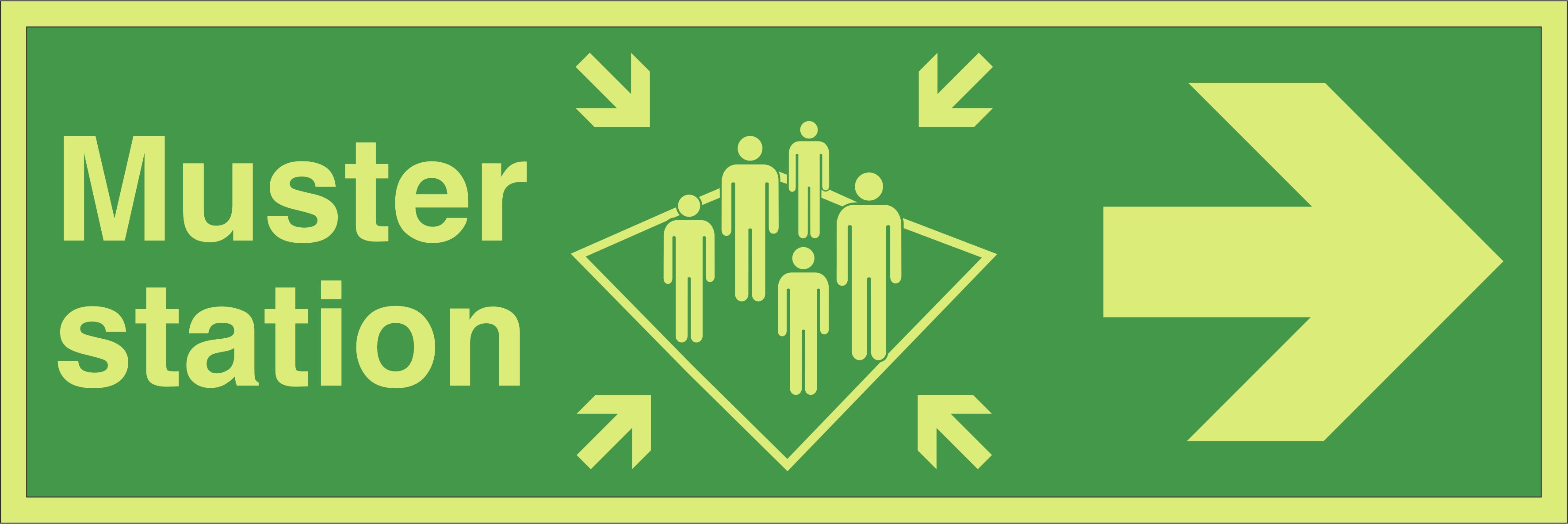 Photoluminescent Muster Station Directional Sign
