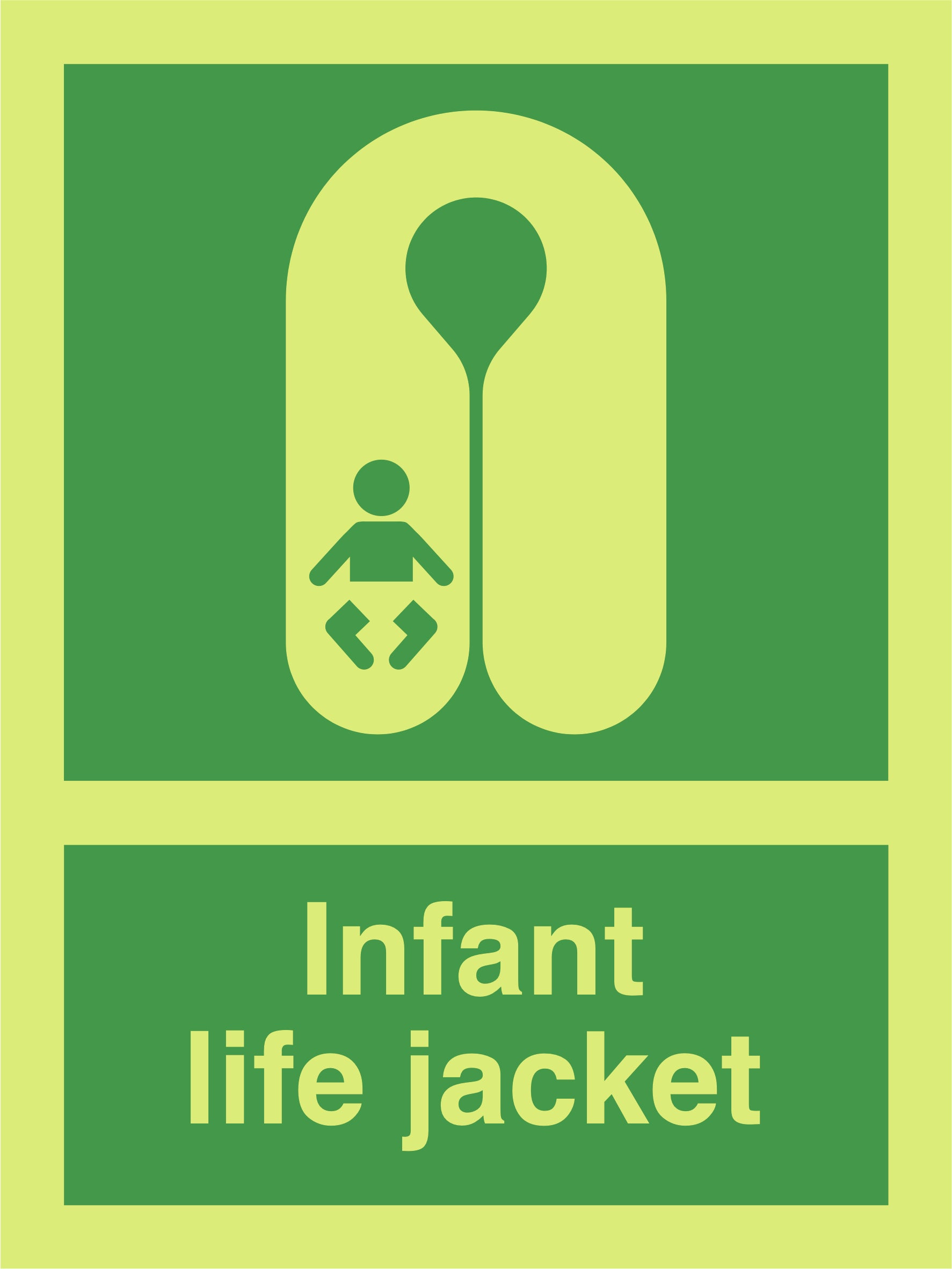 Photoluminescent Infant Life Jacket Sign