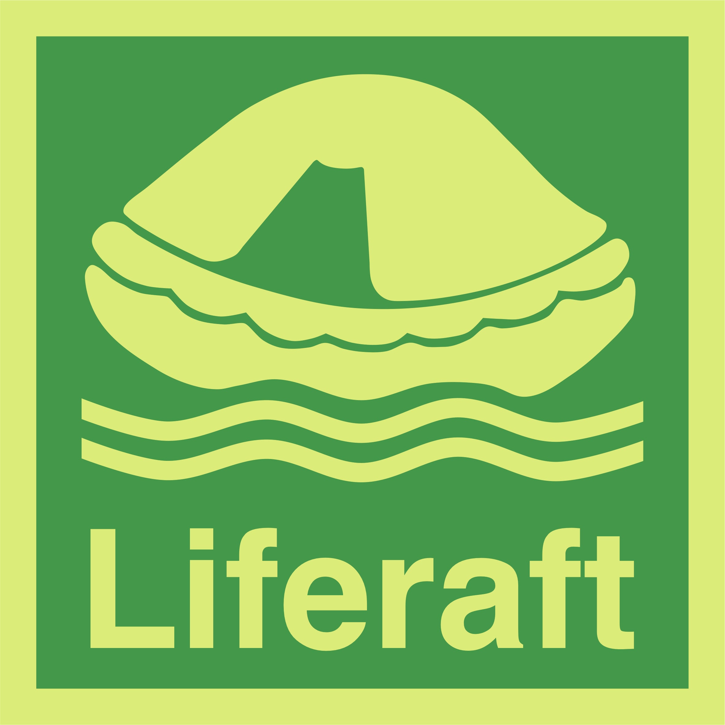 Photoluminescent Life Raft Sign