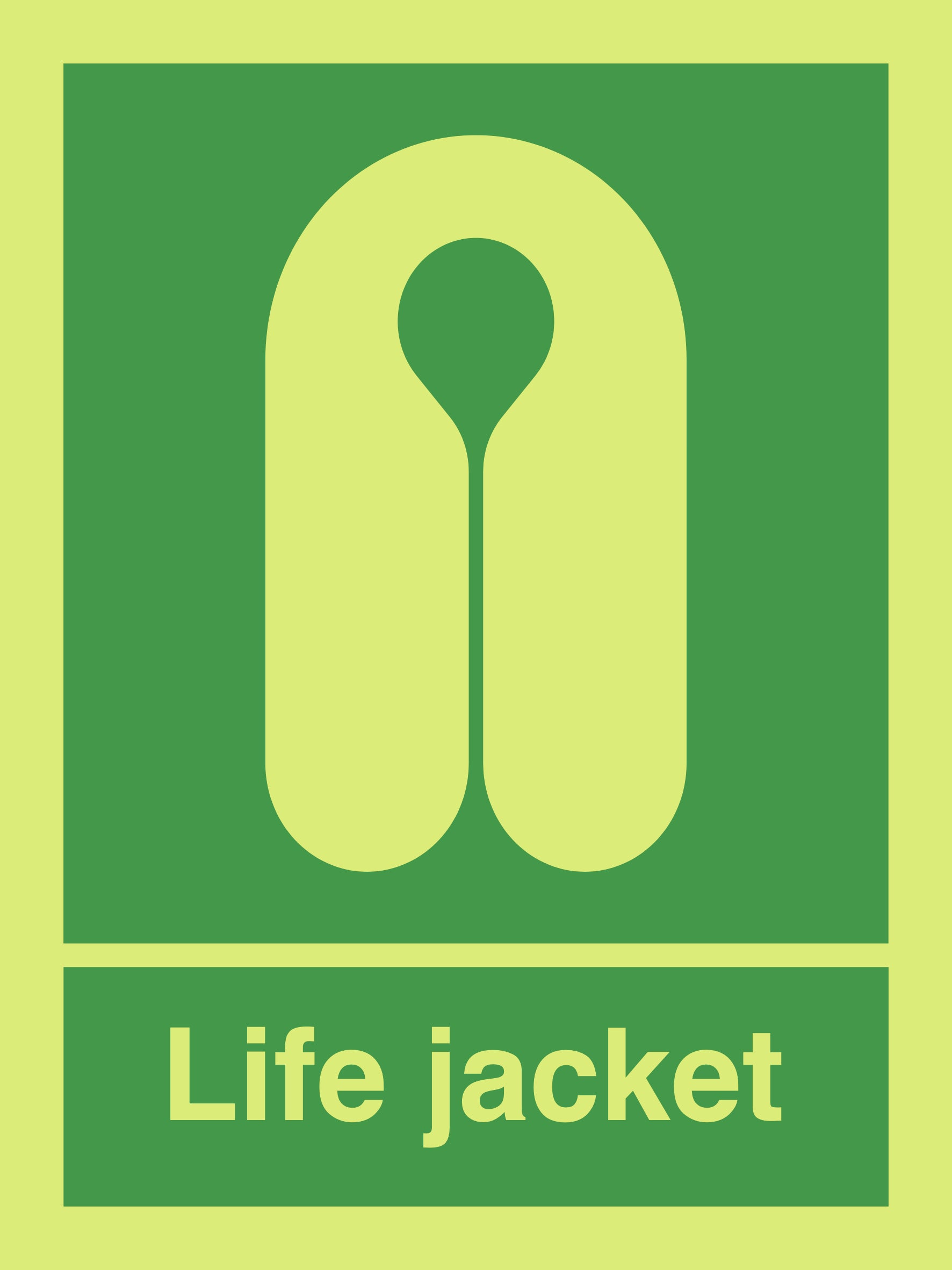 Photoluminescent Life Jacket Sign