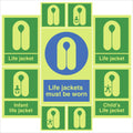 Photoluminescent Life Jacket Sign Pack