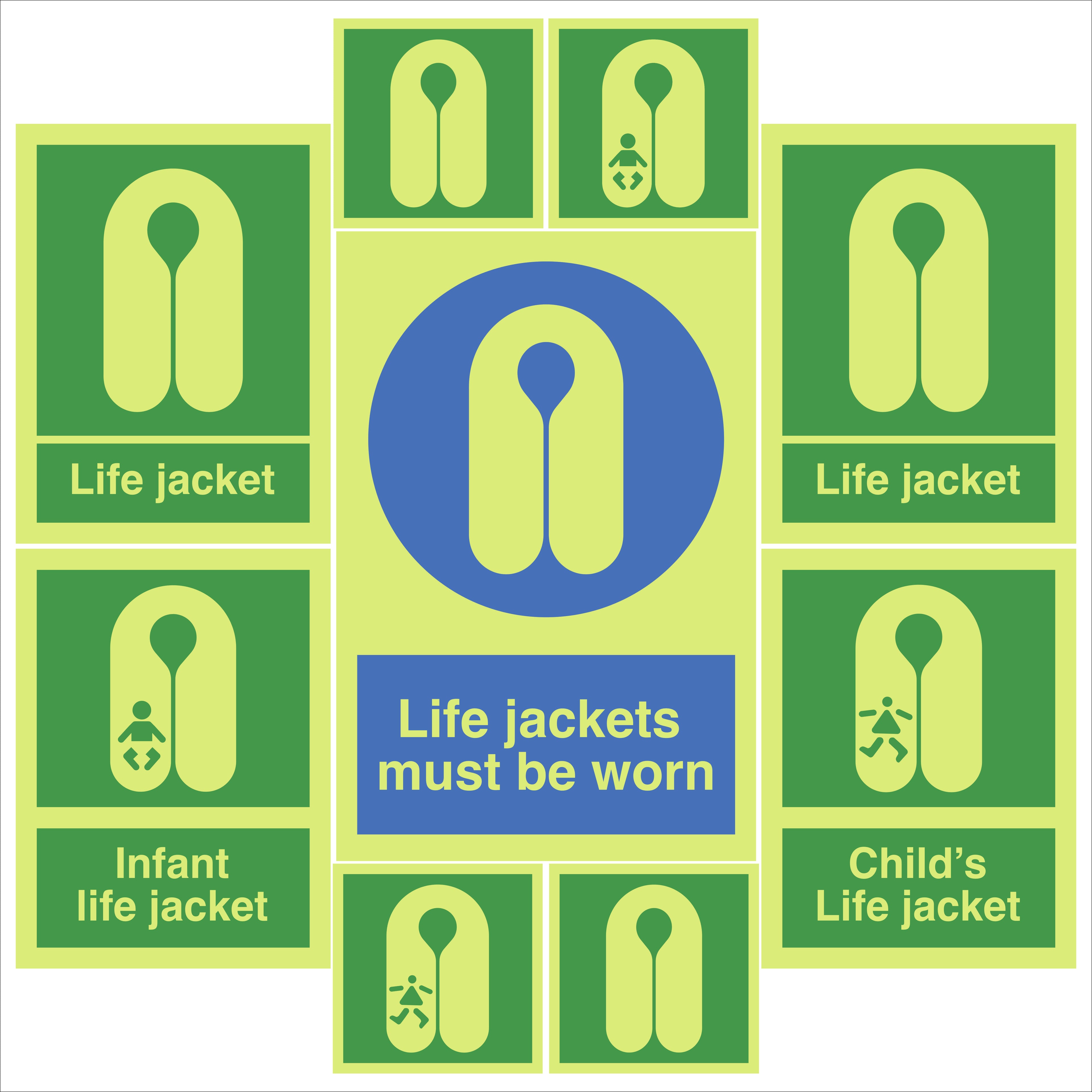 Photoluminescent Life Jacket Sign Pack