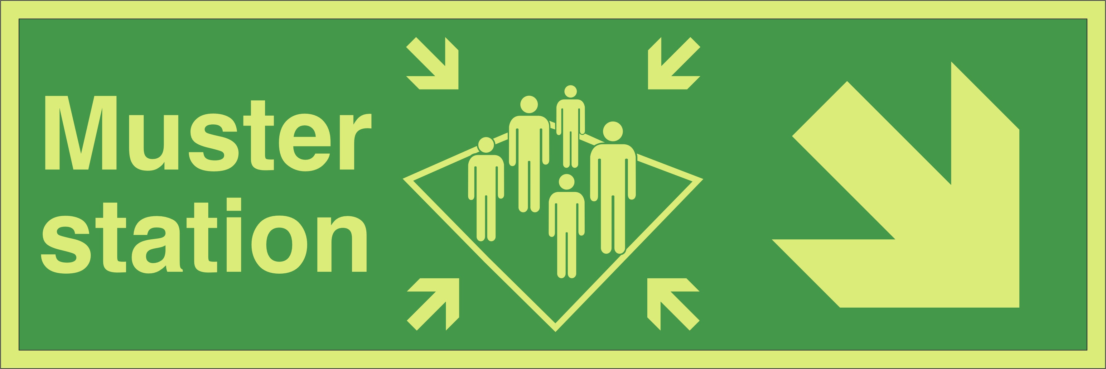Photoluminescent Muster Station Directional Sign